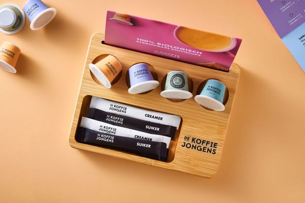 De Koffiejongens - zakelijk - hoteldisplay voor koffiecups